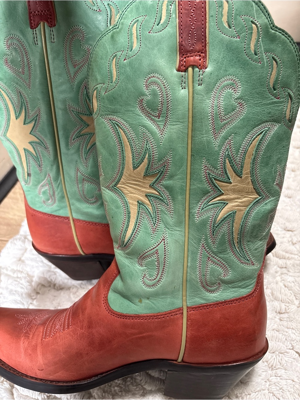 Ariat Women's Manzanita Western Boots Size 7.5 | Pink Green Leather Boho Cowgirl - Picture 13 of 14